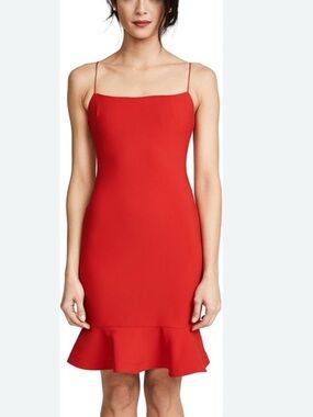 likely tomato red ruffle dress size zero